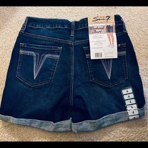 New Womens Seven7 Jean Shorts Size 4 Rolled Cuff Weekend Shorts Dark Wash